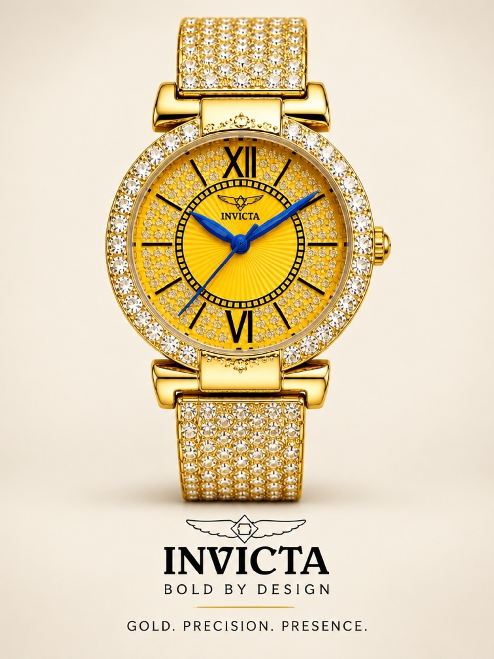 Invicta Crystal Pavé Bracelet Watch with blue Dial and 3 year warranty..
